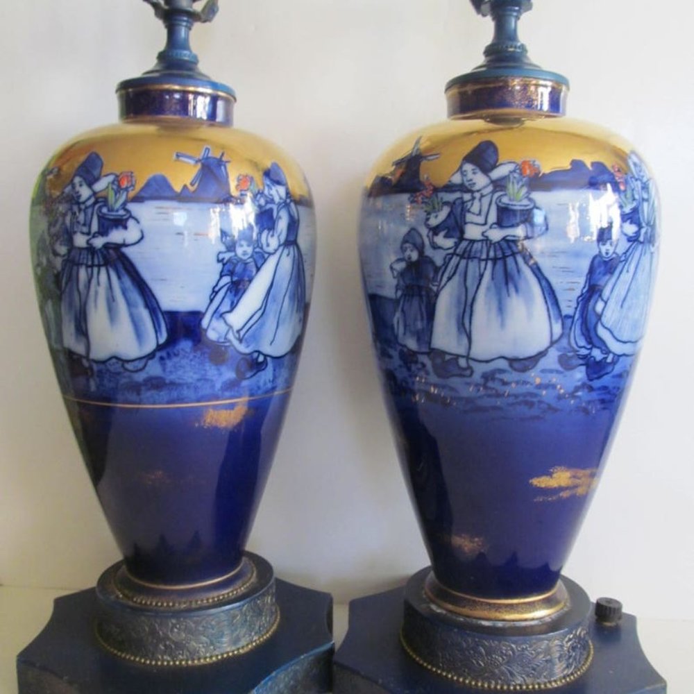 Pr of Flow Blue Lamps Flow Blue Delft Holland Lamps Blue Delft Lamps Flow Blue